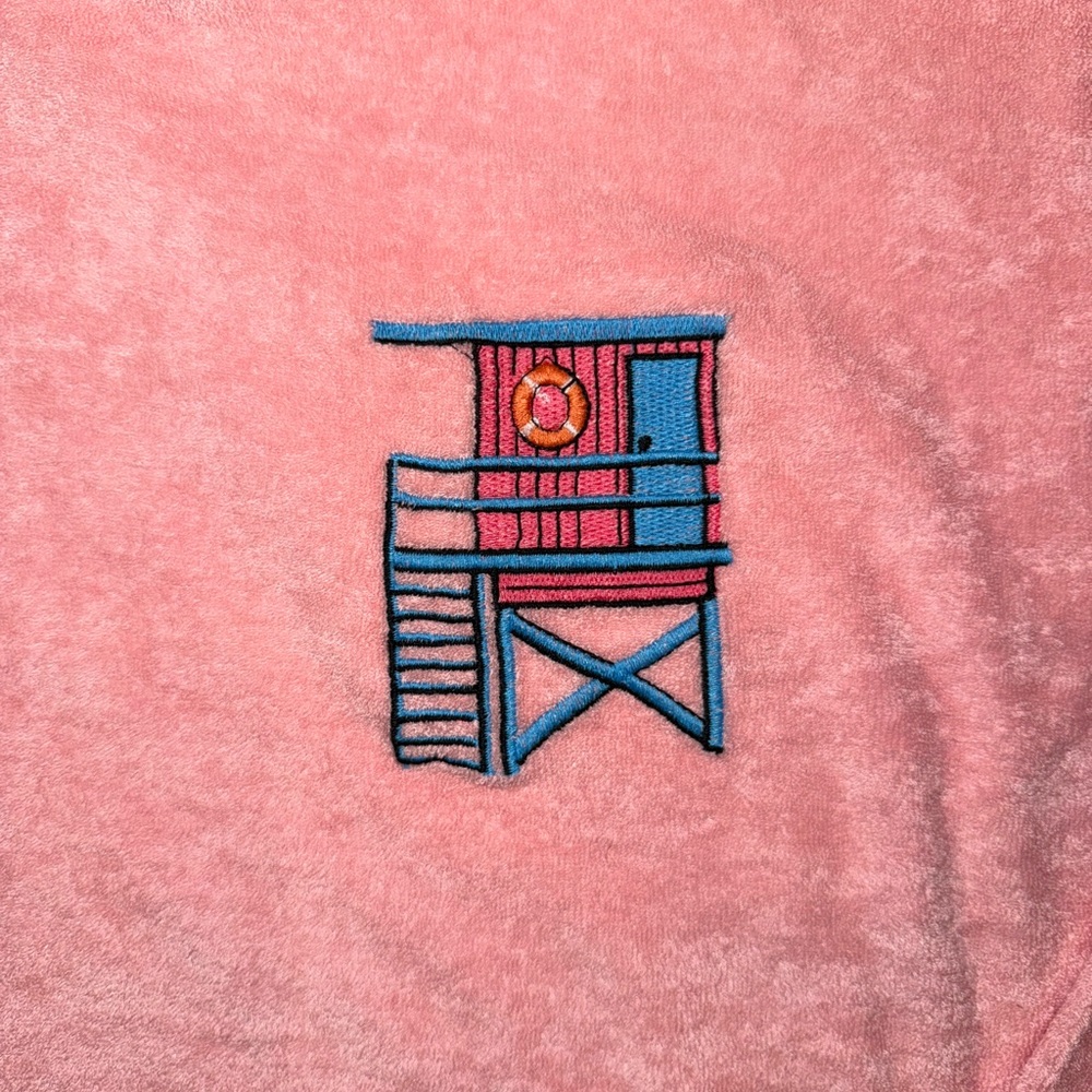 Celandine Pink Hooded Terry Crop Sweatshirt with Flamingo Embroidery - Picture 10 of 15